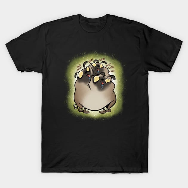 Pug Cerberus T-Shirt by westinchurch